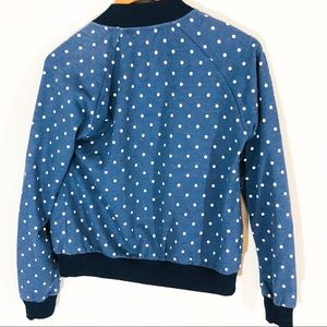 Modcloth | Jackets & Coats | Modcloth Blue Polkadot Bomber Jacket ...